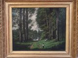 une image représentant un tableau où l'on voit un homme marchant sur un sentier dans les bois