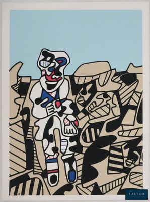 une image représentant un tableau où l'on voit un homme à moto