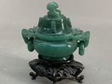 chinese green jade incense burner on stand