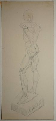 APOIL Alexis, 1809-1864, Statue d'écorché, dessin à la mine … - Photo 1