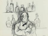an image of a drawing of a woman sitting at a bar