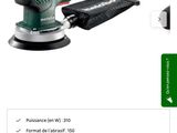the product page of a product listing for a cordless sander and a cordless sander