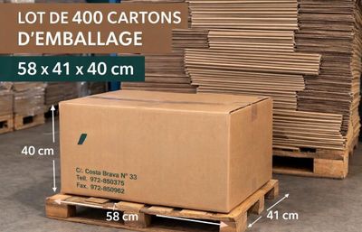 Palette, composé de 400 cartons d'emballage 58 par 41 par 40…