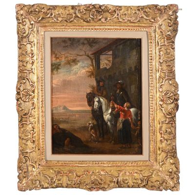 une image d'un tableau représentant un homme à cheval et une femme à cheval