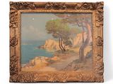 une image représentant un tableau représentant un paysage avec des arbres et de l'eau