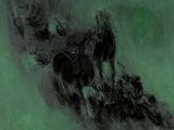 un tableau représentant deux chevaux au galop dans l'herbe