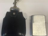 two lighters and a lighter case sitting on a table