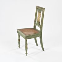 Suite de six chaises à dos plat en bois laqué vert souligné … (photo 4)
