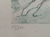 a drawing of an elephant ' s foot and a hand with a knife