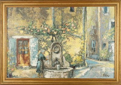 Pierre TURION (né en 1951) La fontaine du village