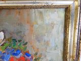 une peinture de fleurs dans un vase sur une table