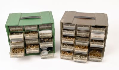 two bins that are filled with seeds and seeds