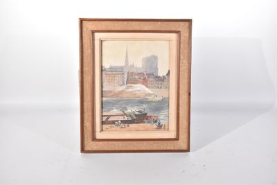 une image d'une photo d'un tableau représentant une ville au bord de l'eau