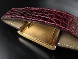 purple alligator skin leather watch band with gold plated clasp