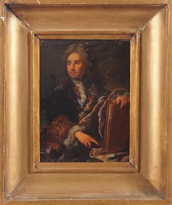 tableau représentant un homme en costume-cravate tenant une valise