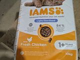 un sac de croquettes Iams pour chat posé sur une table