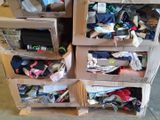 several cardboard boxes stacked on top of each other in a room