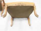 pair of french louis xv style carved wood and leather armchairs