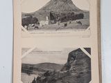 an old photo of two pictures of a mountain and a river