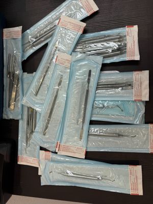 a pile of surgical supplies on a table