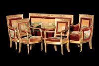 Partie de mobilier de salon en bois stuqué doré comprenant u…