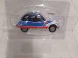 a small toy car that is in a clear box