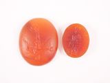 deux fruits posés sur une surface blanche