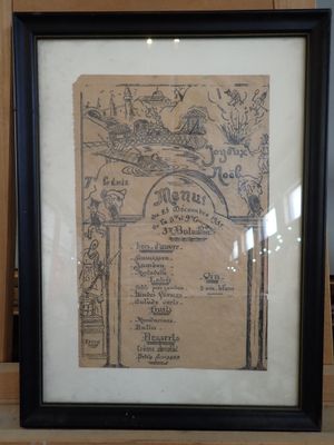 a picture of a picture of a menu in a frame