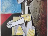 a painting of a woman sitting on the ground with her legs crossed