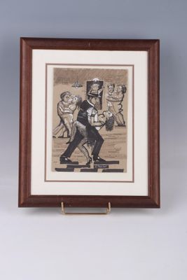 an image of a framed picture of a man in a suit and tie