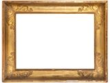 un cadre doré orné d'un motif décoratif sur fond blanc