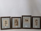 three framed pictures of a man and a woman are shown in a row
