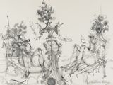 drawing of a group of people sitting around each other in a circle