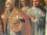 a painting of a group of men dressed in robes