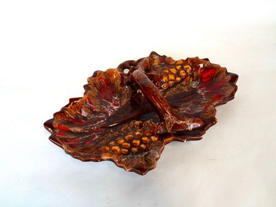 VALLAURIS - Vide-poche à anse en faïence émaillée polychrome…