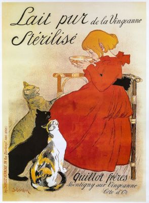 an image of a woman in a red dress sitting on a chair with three cats