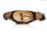 an image of a gold and black belt with feathers on it