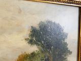 a picture of a painting of a tree in a field