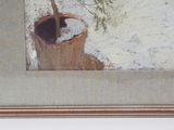 a painting of a potted plant with a flower in it