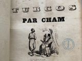 an old book with a picture of a man and a woman sitting on a bench