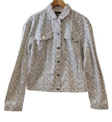 Veste femme en denim monogrammé noir et blanc KARL LAGERFELD…
