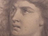 painting of a woman with a feathered headdress in profile