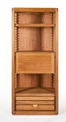 an image of a wooden bookcase with drawers and drawers