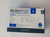 a close up of a blue and white business card on a table