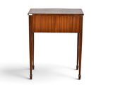 a small wooden table with a drawer on top of it