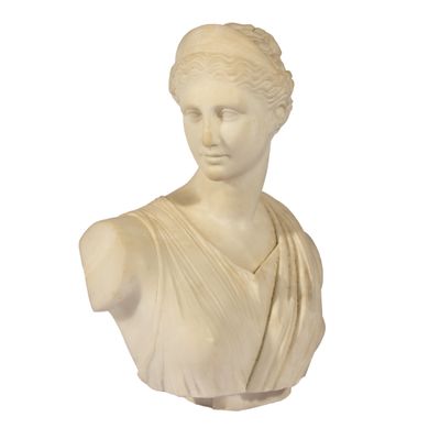 BUSTE DE DIANE En marbre D'après la Diane de Versailles - Photo 1