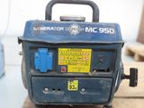 a blue generator sitting on top of a wooden pallet