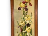 an oil painting of a painting of yellow and red flowers