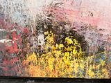 une peinture représentant un arbre jaune au milieu d'un tableau