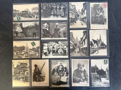 several old black and white photographs of men and women on a black surface